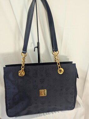MCM Navy Visetos Nylon Tote